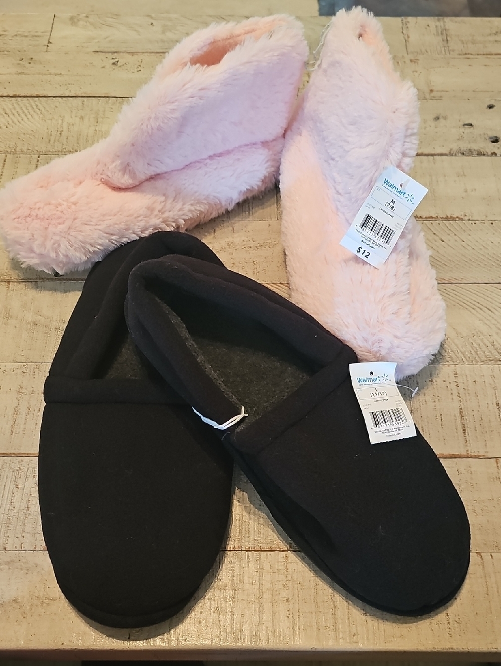 His & Hers Cozy Plush Slippers - Pink and Black